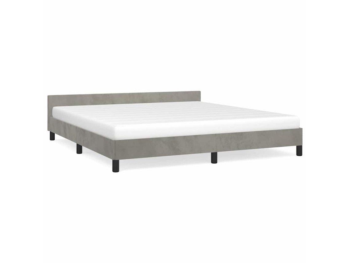 Estrutura De Cama Com Cabeceira Vidaxl Cinzeto Veludo (207 X 166 X 50 Cm)