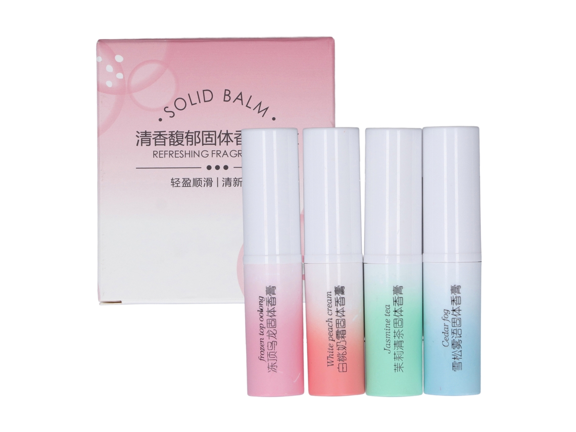 Kit De Perfume Sólido Floral Frutal 4pcs 0.1oz Fragrância Leve Duradoura