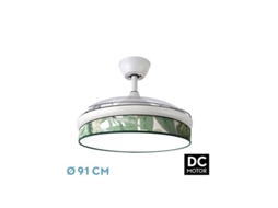 Ventilador Dc Fashion 72W Branco/Verde Folha 3 Lâminas FABRILAMP FABRILAMP