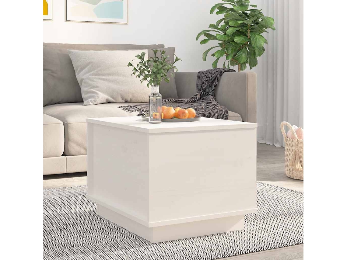 Vidaxl Mesa De Centro 40x50x35 Cm Madeira De Pinho Maciça Branco