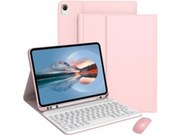Capa Com Teclado Para Tablet Lurelia, Compatível Com I Pad Pro 11" (2024), Elegante Com Flip Quadrada Branca, Ouro Rosa, Teclado Bluetooth, Rato 2.4g