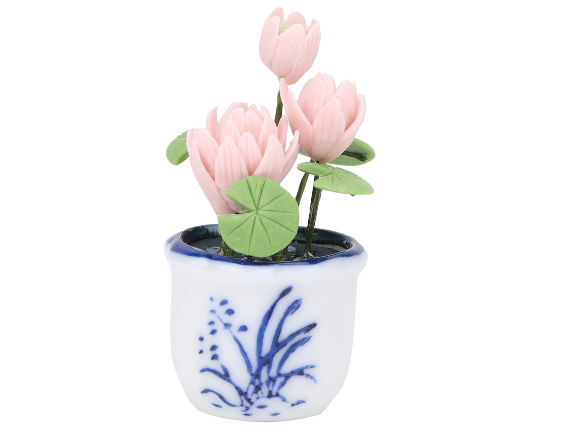 Modelo De Flor De Loto Miniatura Para Casa De Muñecas, Accesorio Decorativo Para Hogar, 1/12 Escala