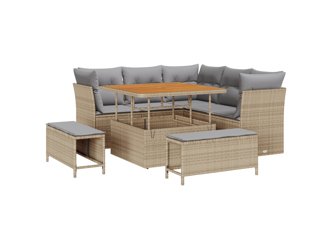 Conjunto 8 Conjunto De Sofá De Jardim Vidaxl Bege Vime Pe (100 X 100 X 71 Cm)