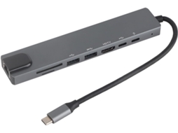 Adaptador Hub Usb-c 8 Em 1, Dock Para Hdmi Com Ethernet Rj45, Leitor