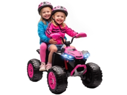 Quad Elétrico Rosa Para Crianças De 3 A 8 Anos 24v Com 2 Motores Velocidade Até 6,5 Km/h Rodas Suspensão