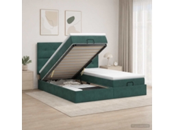 Vidaxl Cama Ottoman Com Colchão 2 Unid. Verde-escuro Veludo