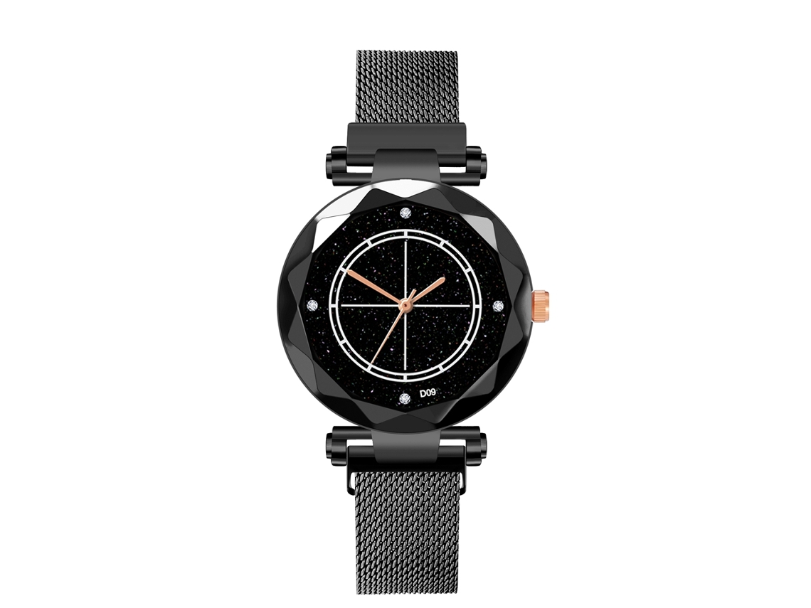 Reloj De Pulsera Hombre Moda Casual Dial De Aleación Espejo Cuarzo Negro