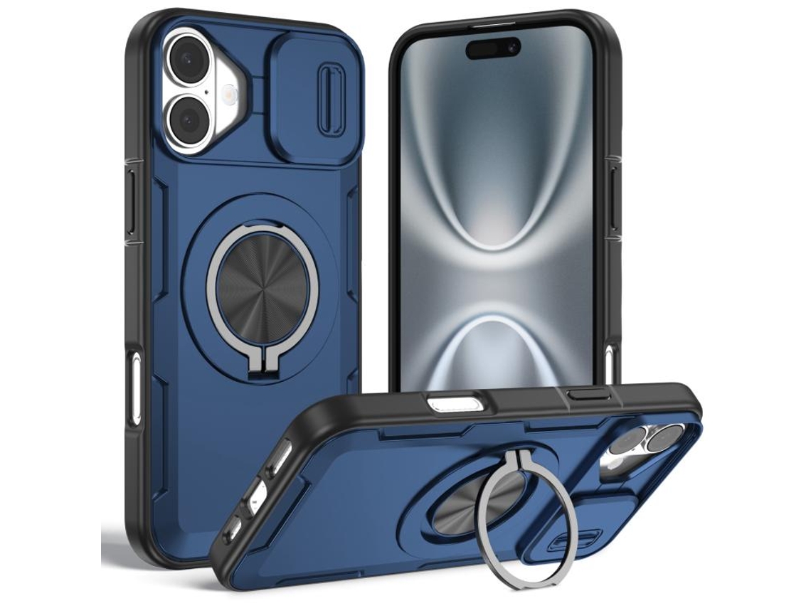 Capa Zruxe Compativel Com Iphone 16 Plus (magsafe - Suporte Giratorio - Azul)
