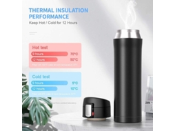 Caneca Inteligente de Luxo com Visor de Temperatura em LED, Garrafa Térmica de 500ml, Azul