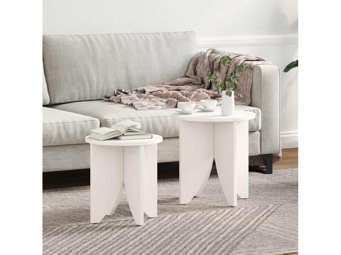 Vidaxl Mesa De Centro 2 Unid. Branco 41,5 X 41,5 X 44 Cm