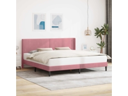 Vidaxl Estrutura da Cama com Cabeceira Rosa 180 X 200 Cm Veludo