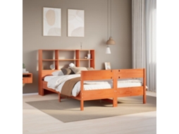 Vidaxl Cama Com Estante Sem Colchão 135x190 Cm Pinho Maciço