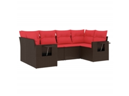 Conjunto de Sofá de Jardim, 6 Peças, Almofadas, Rattan Preto MAISON EXCLUSIVE