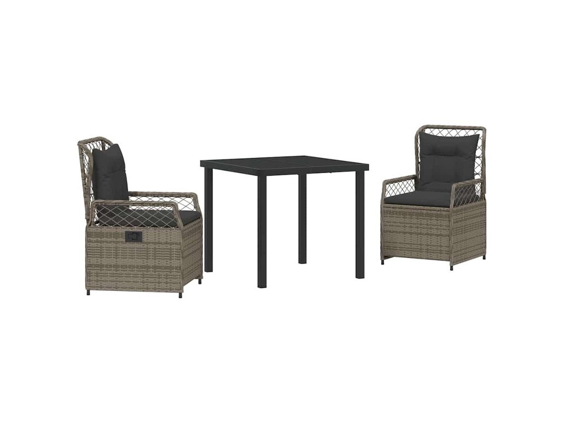 Conjunto Jantar para Jardim 3 Peças Cinzeto Vime Pe MAISON EXCLUSIVE