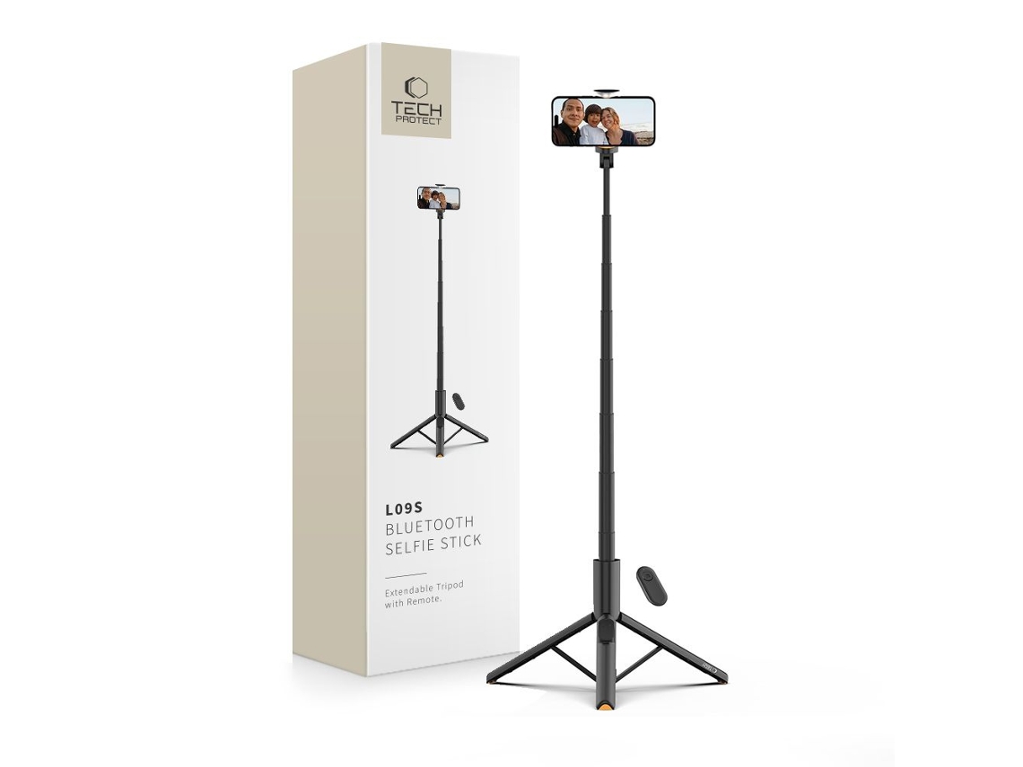 Selfie stick com tripé, controle Bluetooth, 146cm, TECH PROTECT