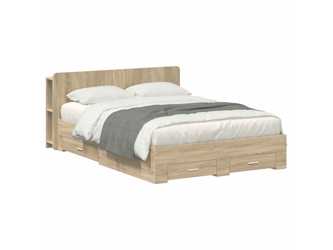 Vidaxl Estrutura De Cama Com Armazenamento Carvalho Sonoma