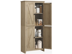 Armário de Cozinha de 4 Portas com Prateleiras Ajustáveis e Base de Madeira Elevada 80x40x182cm Ge