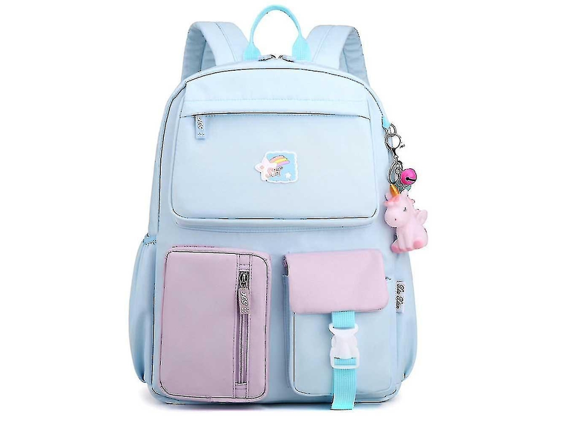 Mochilas Azuis Para Estudantes, Para Escola, Viagens Ou Trabalho, Com Um Compartimento Grande.