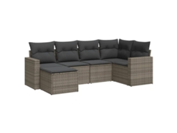 Maison Exclusive - 6 Pcs Conjunto Sofás De Jardim Com Almofadões Vime Cinzento