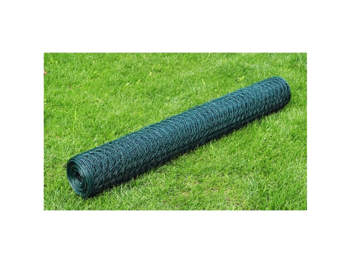 Vidaxl Cerca De Arame Galinheiro C/ Revestimento Em Pvc 25x0,5 M Verde