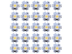 25 peças Chips LED 0.5W 5V Fonte de Luz com Placa de Alumínio Branco Quente 3000‑3200K | S/MARCA