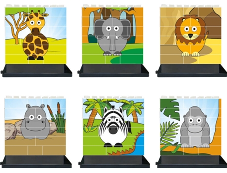 Blocos de Construção  Puzzle Up Animais da selva (Idade Mínima: 3 anos - 84 peças)