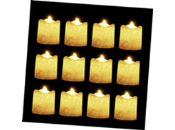 Conjunto De 24 Velas De Led Simuladas Com Glitter Dourado Para Decoração De Escritório E Criação De Gokoco