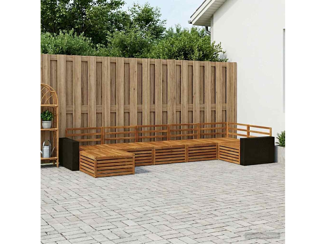 Vidaxl Conjunto De Sofás Para Exterior 7 Unid. Natural