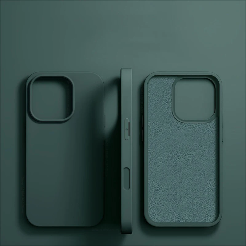 Capa De Celular De Luxo Em Silicone Líquido (verde Escuro Para Iphone 14 Pro), À Prova De Choque E Macia.