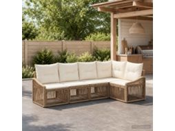 Vidaxl Conjunto De Sofá De Jardim 5 Unid. Bege Vime Pe