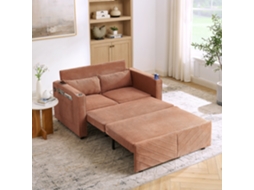Sofá-cama De 2 Lugares - Design Deslizante, Porta Usb, Ideal Para Descansar - Laranja