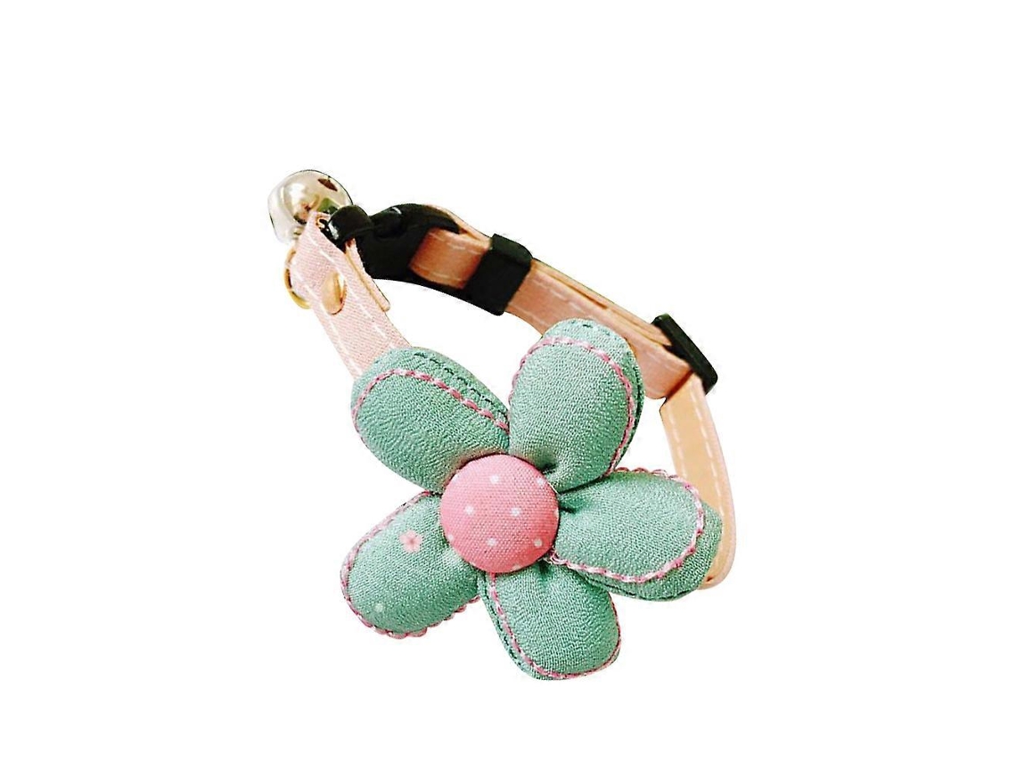 Coleira De Pu Ajustável Com Flor E Sino Para Pets