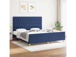 Estrutura De Cama 180x200 Cm Tecido Azul