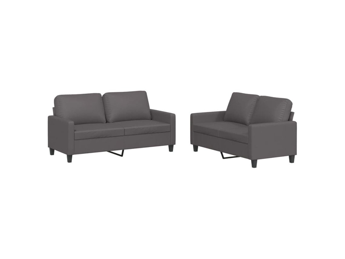Conjunto de 2 Sofás com Almofadões Couro Artif. Cinzento MAISON EXCLUSIVE