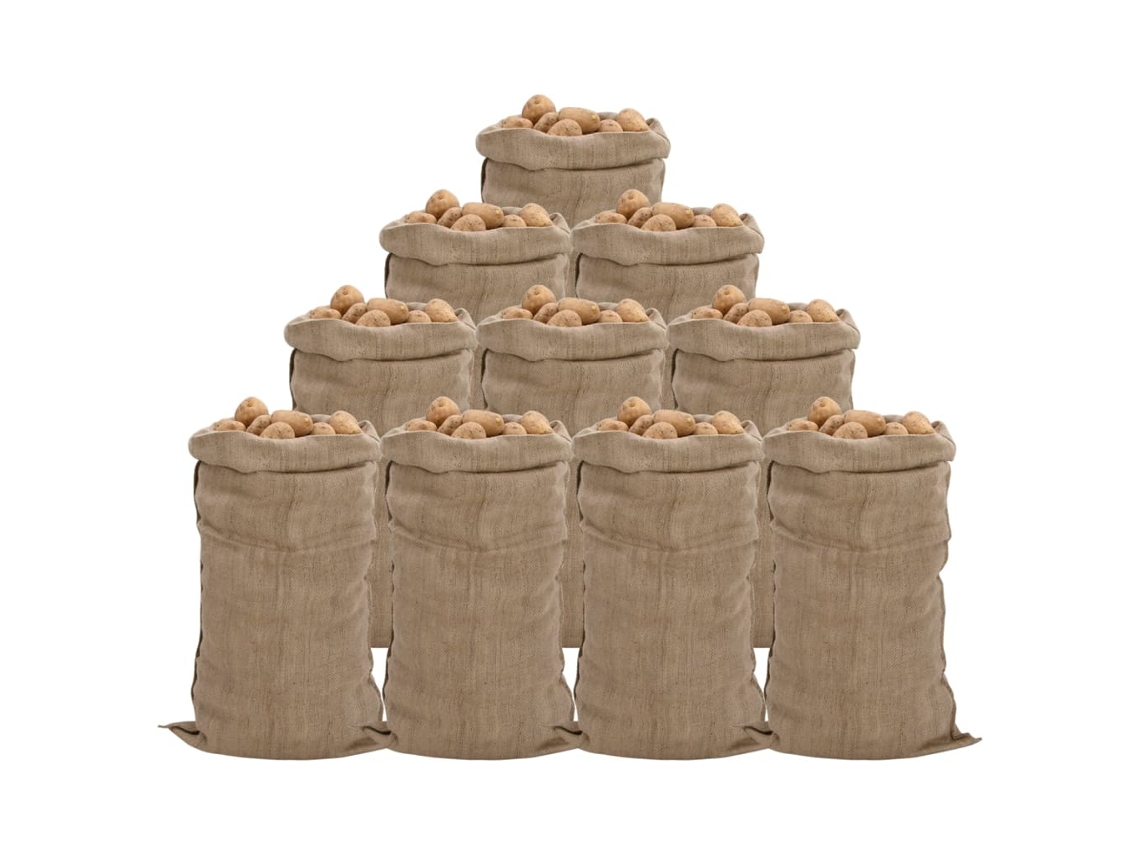 Vidaxl Sacos De Juta 10 Unidades 65x135 Cm 100% Juta 340 G/m²