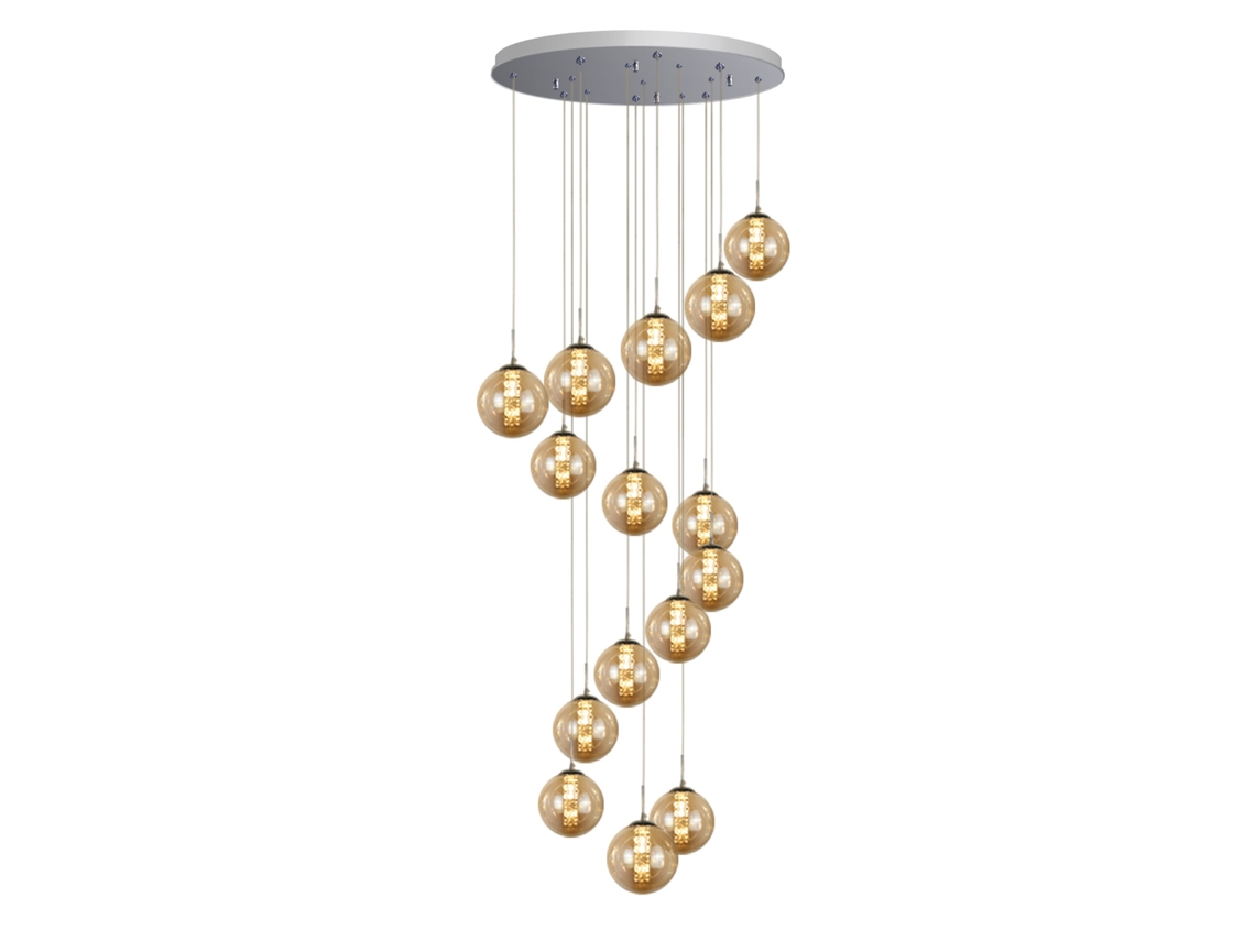 Moderna Luz Pingente de Vidro Âmbar Diam.41Cm G9 Lustre Ajustável em Altura Da Escada 15 Lâmpadas Lâmpada de Corredor de para Sala de Estar NETTLIFE