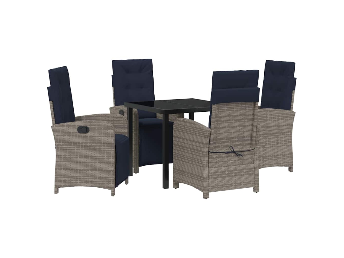 Maison Exclusive - Conjunto De Jantar Para Jardim 5 Pcs Cinzeto Vime Pe