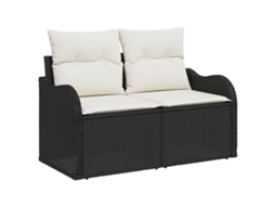 Conjunto 6 Sofá De Jardim Vidaxl Preto Vime Pe (121 X 62 X 85 Cm)