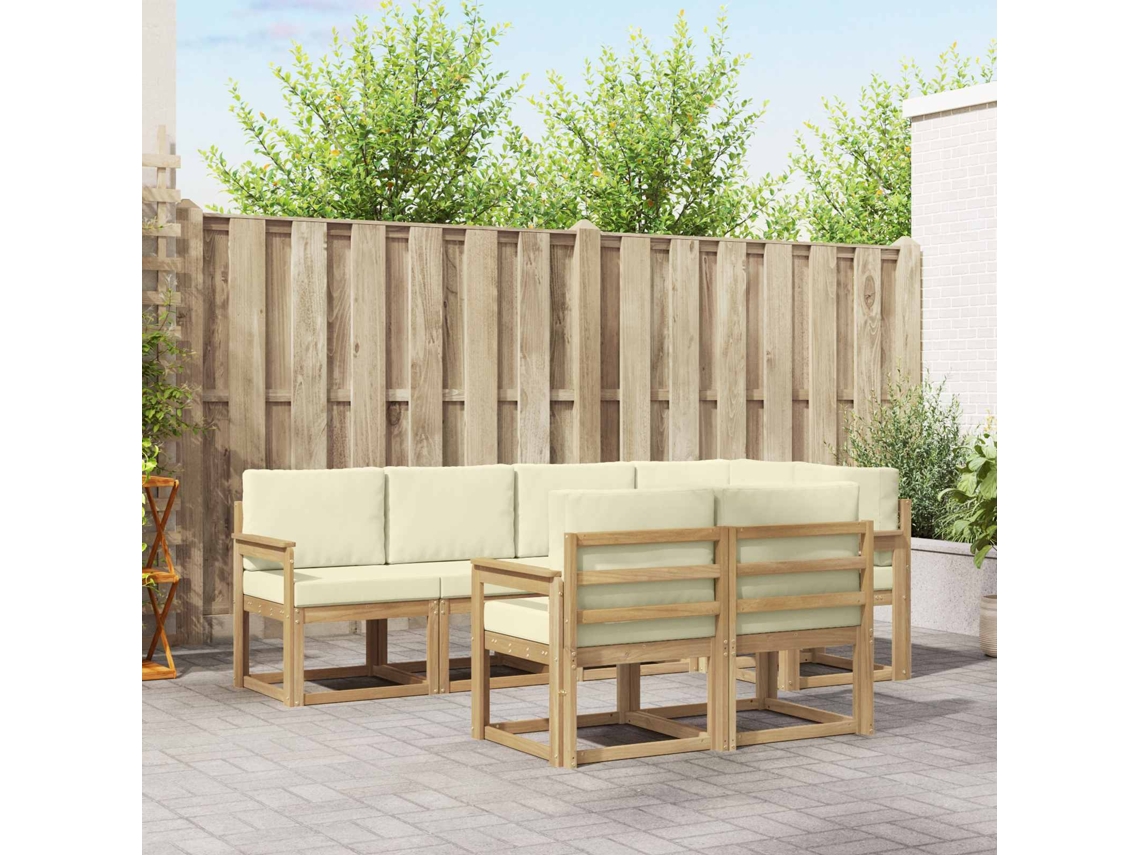 Vidaxl Conjunto De Sofás Para Exterior 7 Unid. Branco E Creme