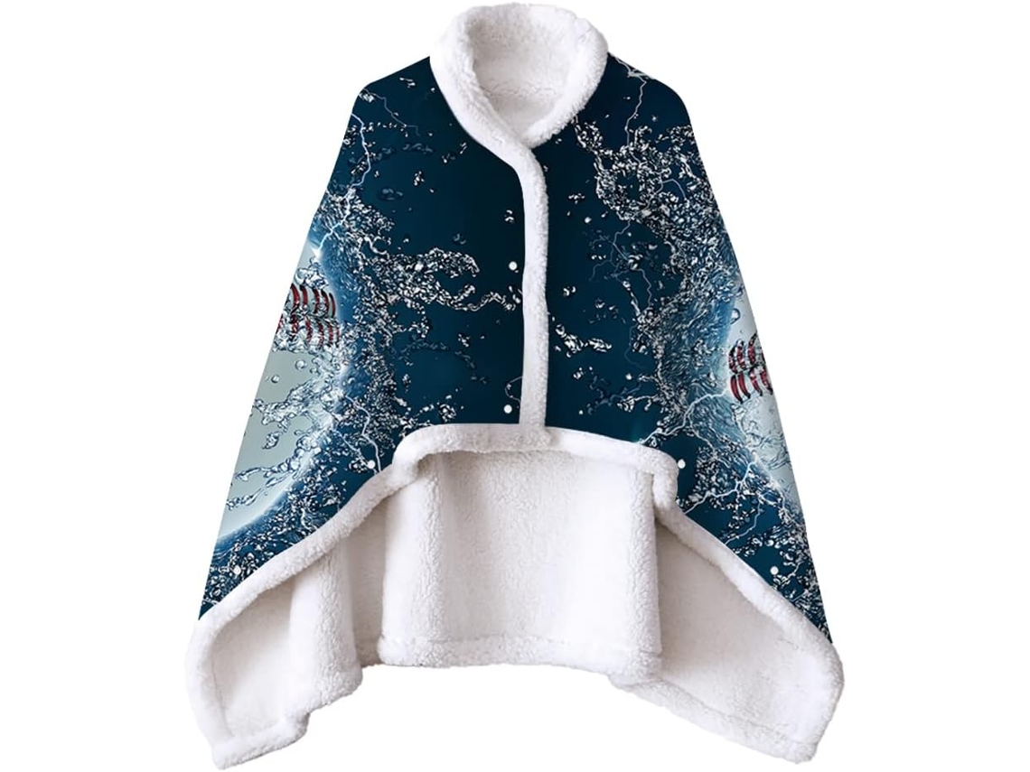 Manta de Lã Sherpa Fansu Grossa Macia Estampada com Botões em Microfibra Ideal para o Inverno Adultos e Crianç