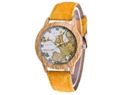 Relógio de pulso Zhoulianfa amarelo casual de quartzo com pulseira de jeans simples e moderna.