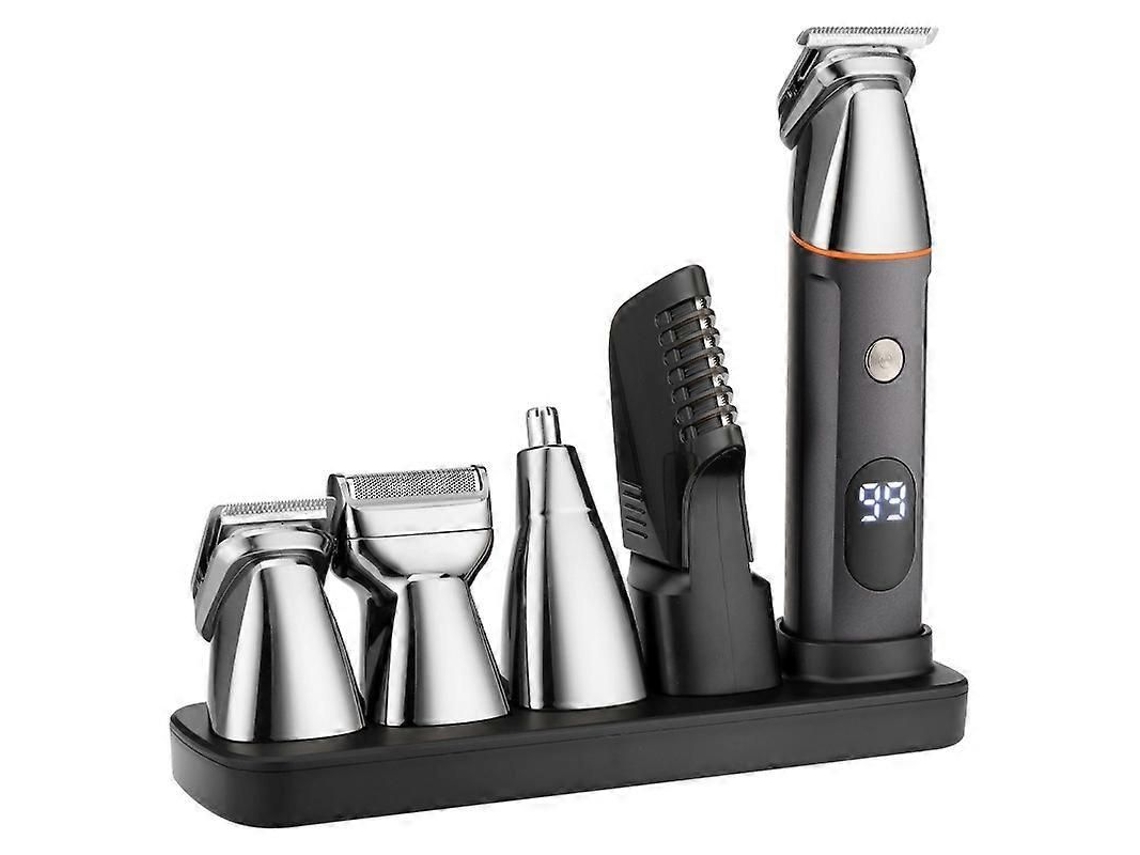 Aparador de Cabelo 5 em 1 com Visor Digital, Lavador de Água, Máquina de Barbear e Tesoura Elétrica para Pelos do Nariz Lk 881 TAISHENGDA (prateado)