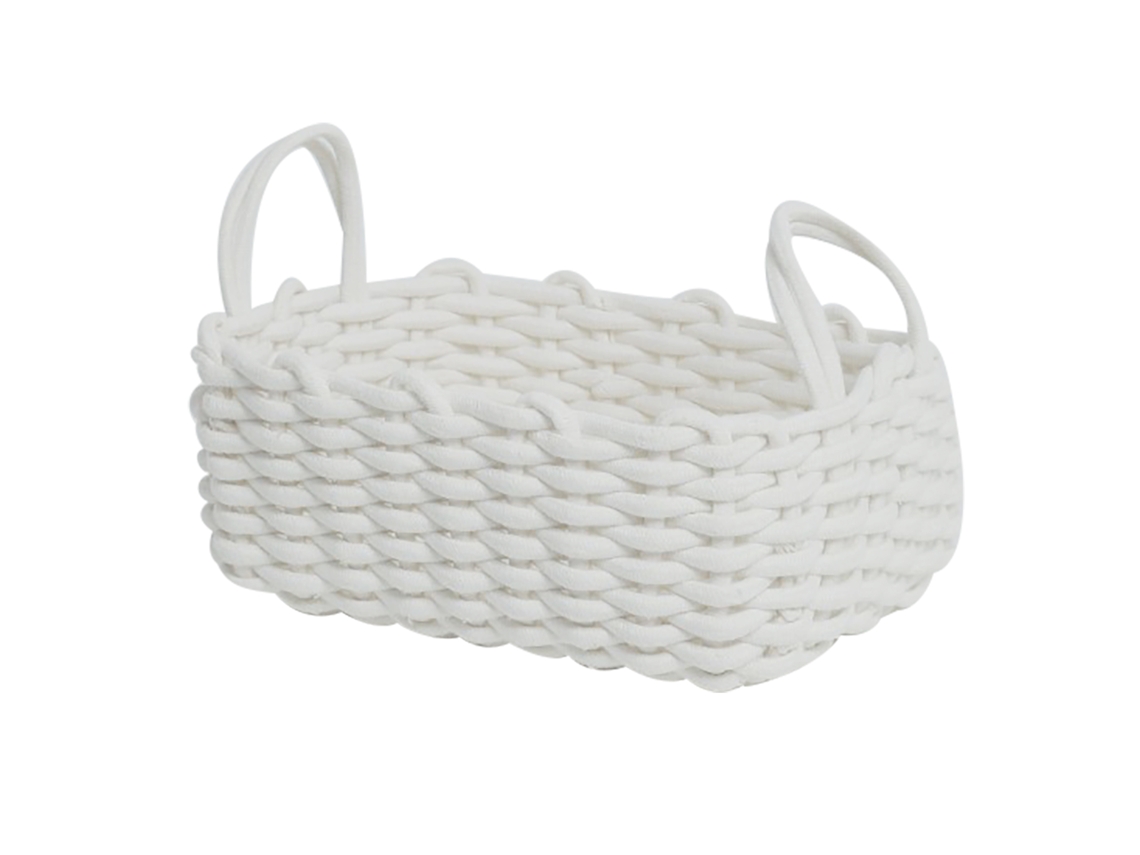 Cesta de Armazenamento em Corda de Algodão S/MARCA Tecida à Mão Estilo Nórdico para Mesa Branca 36x25x15cm