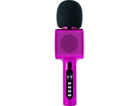BIGBEN PARTY Microfone Bluetooth Tudo-Em-Um Efeitos de Som e Luz Rosa