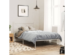Vidaxl Estrutura de Cama em Metal com Cabeceira 107x203 Cm Branco