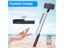 Tripé com Controle Remoto Sem Fio para Selfies Adequados Smartphones Android e Led Usb Portátil Casa Escritório Compacto Durável Viagem STELASPLEN