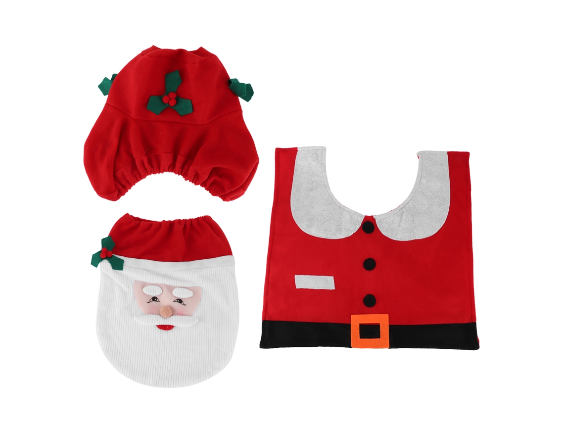 Conjunto de decoração de natal para banheiro: capa de vaso sanitário, tapete e acessórios