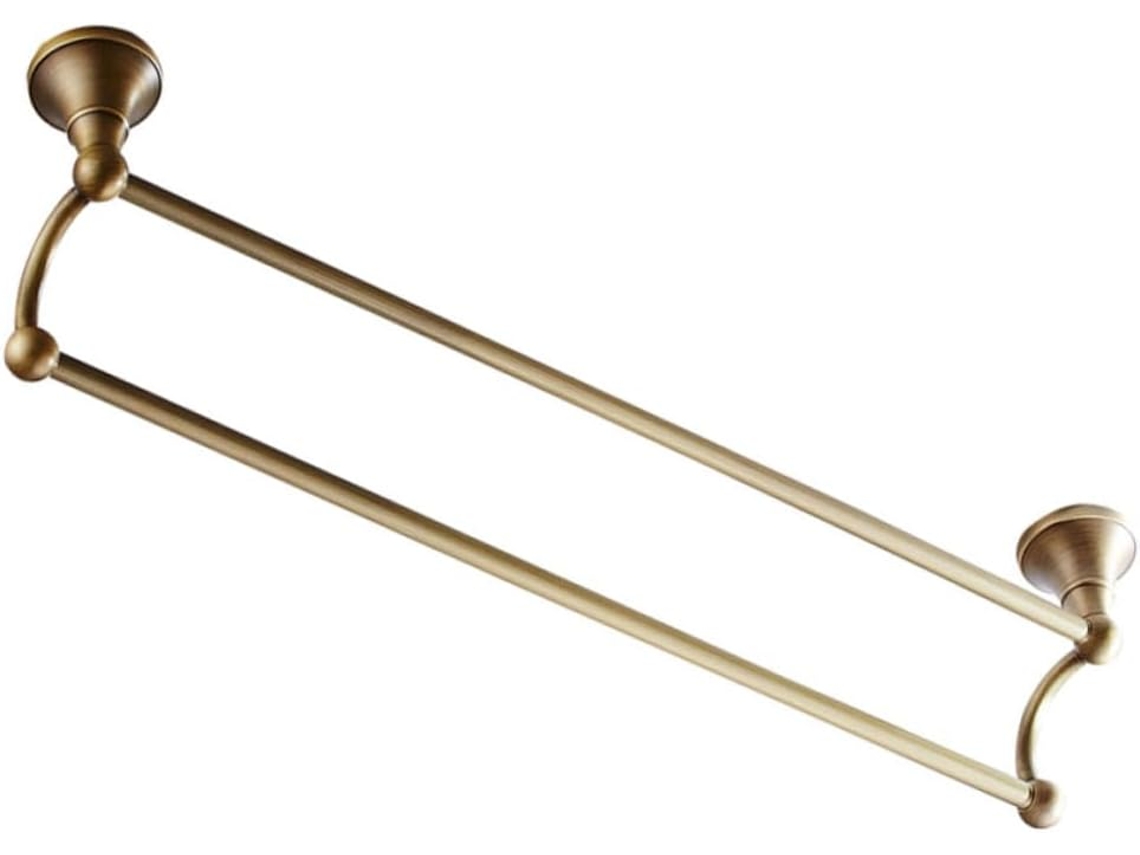 Toalheiro Duplo de 55 Cm em Latão com Acabamento em Bronze Antigo, Suporte de Parede Robusto para SFUSHOS