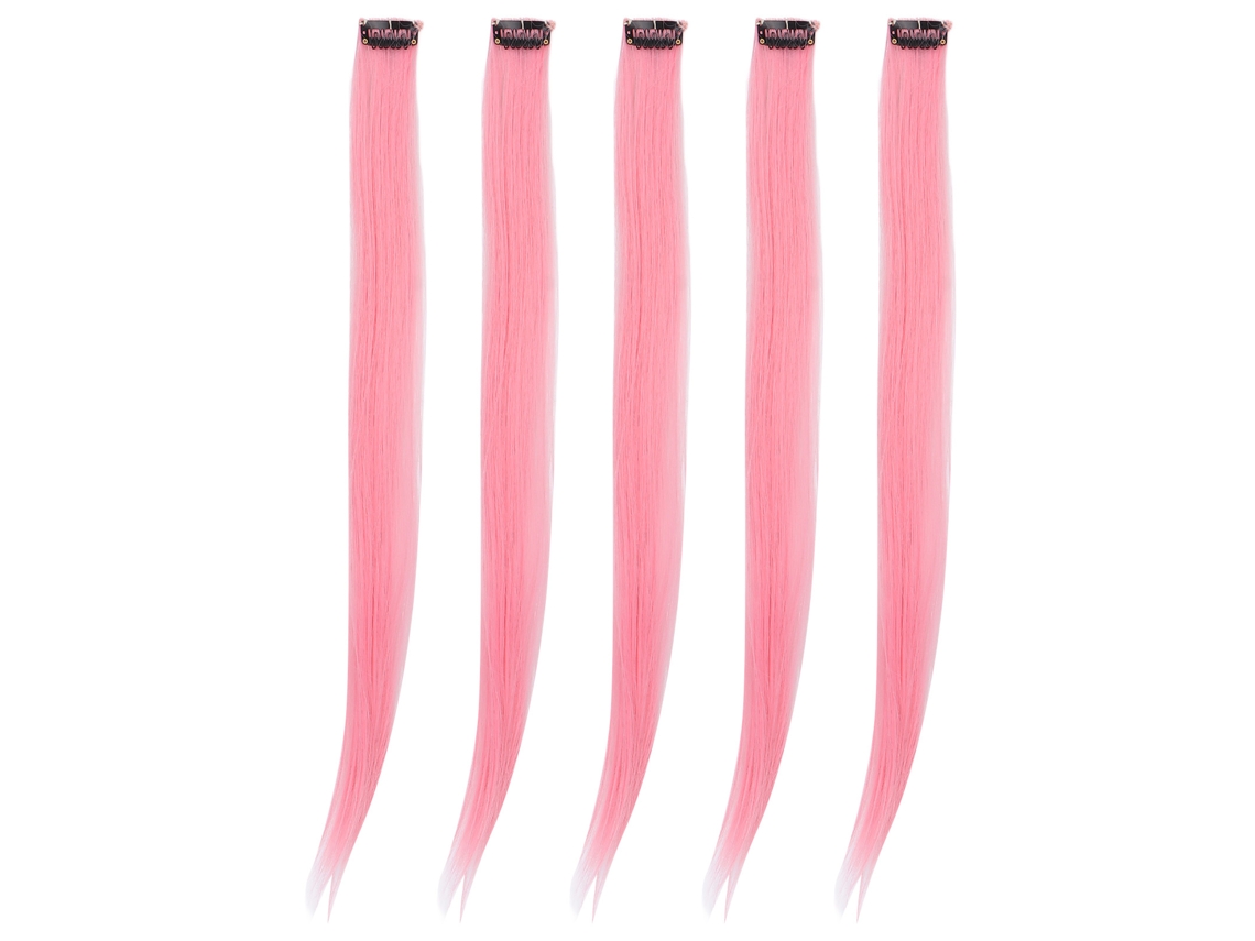 5 Piezas Extensões De Cabelo Retas De Cor Clip In Para Festa