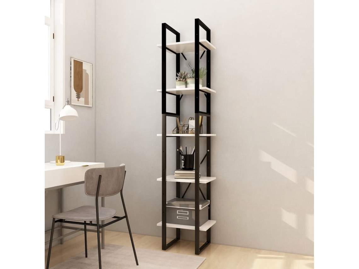 Vidaxl Estante Com 5 Prateleiras 40x30x175 Cm Madeira De Pinho Branco